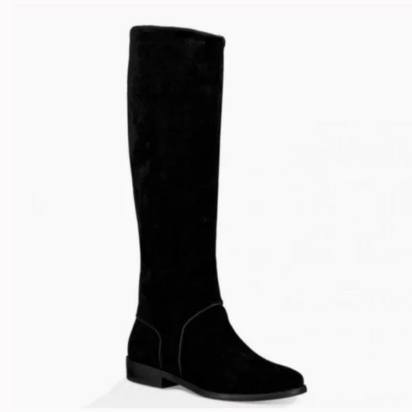 UGG Gracen Black Suede Tall Riding Zipper Boots - Picture 10 of 12
